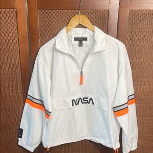 Forever 21 White Windbreaker with Orange and Black Details